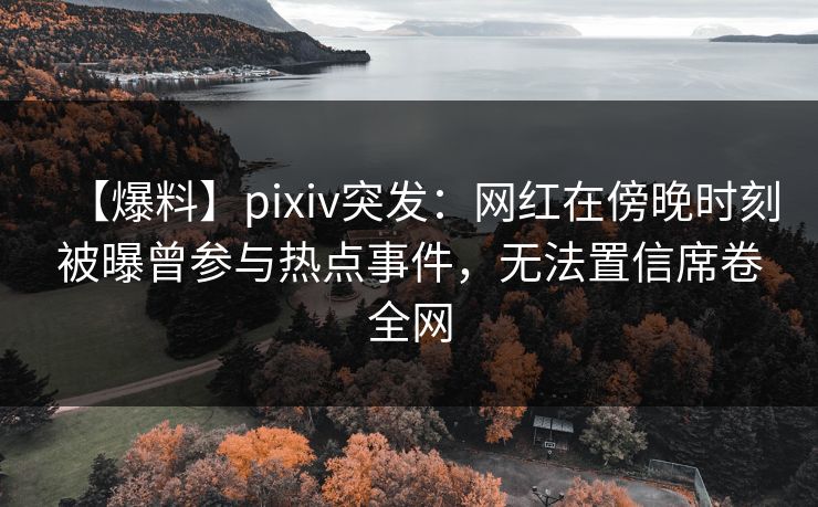 【爆料】pixiv突发：网红在傍晚时刻被曝曾参与热点事件，无法置信席卷全网