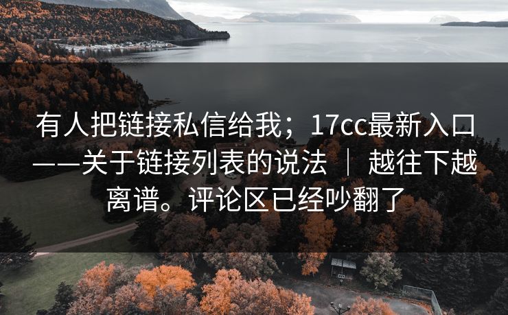有人把链接私信给我；17cc最新入口——关于链接列表的说法 ｜ 越往下越离谱。评论区已经吵翻了